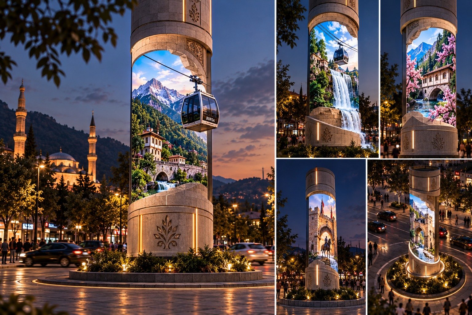 Dijital Şehir Toteminin farklı açılardan ve farklı yaratıcı içeriklerle gösterildiği proje kolajı